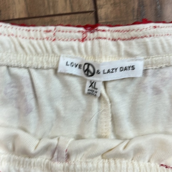 Love & Lazy Days Pajama Pants Cream‎ Red Cherry Eight Ball Print Cozy Soft Sz XL - Picture 3 of 8